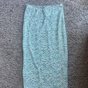 Green floral print skirt